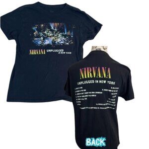 Nirvana 1993‎ Unplugged in New York Graphic T-shirt Grunge Rock BACKHIT EUC Sz S